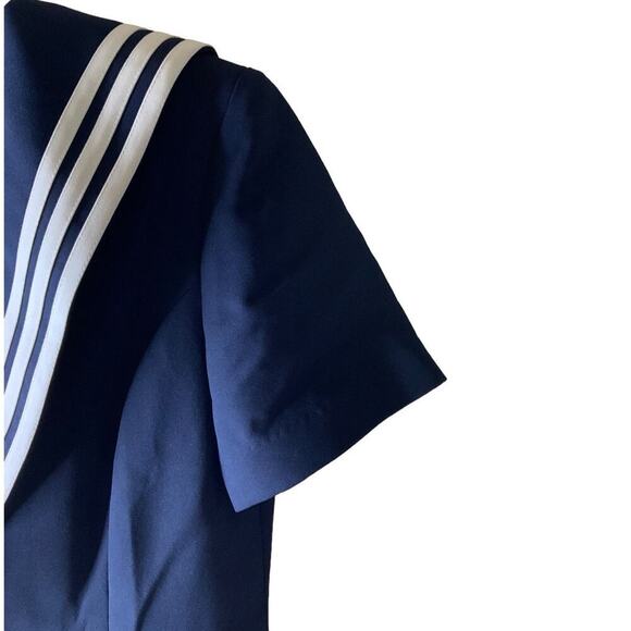 Vintage Amanda Smith Maxi Dress Size 10 Petite Navy Stripes Sailor Nautical - Picture 7 of 8